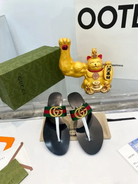 Gucci Horsebit Thong Sandals Black and Tan Leather Sandals - 16