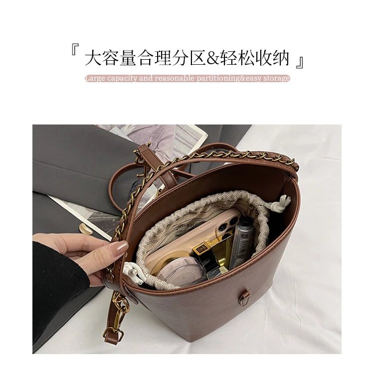 Saint Laurent Monogram Bucket Bag Tan Leather Handbag - 4