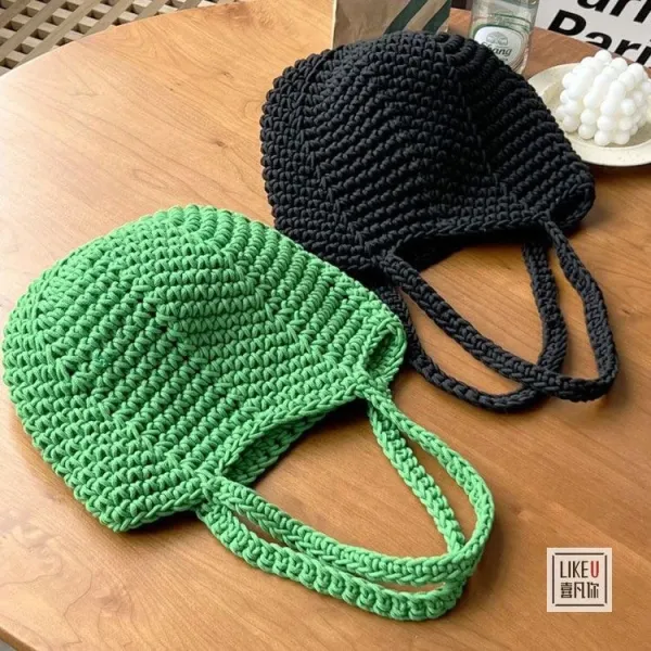Design Handcrafted Crochet Tote Bag Green Tote Bag - 20