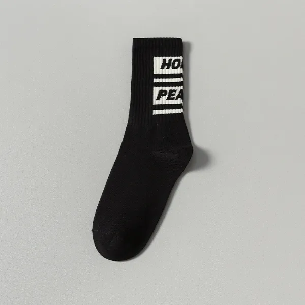 Design Sock with Bold Text Logo Black Socks - 1
