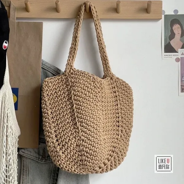 Design Handcrafted Crochet Tote Bag Green Tote Bag - 33