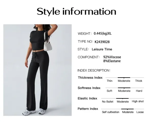 Design Cropped Tee and Wide-Leg Joggers Set Navy Blue - 4