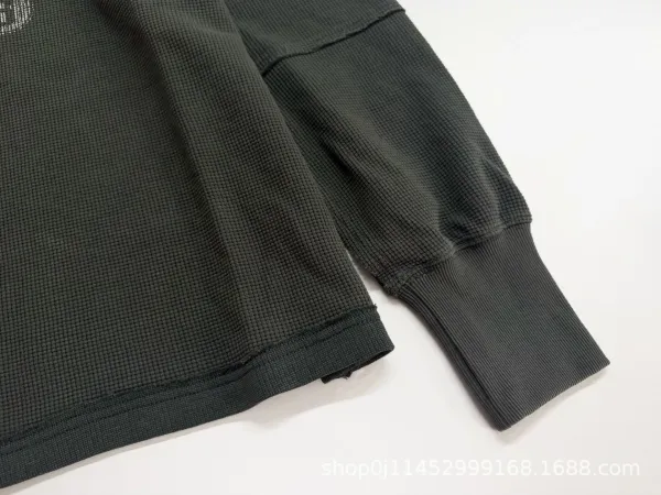 Telfar Thermal Waffle Knit Crewneck Sweatshirt Olive Green Sweater - 5
