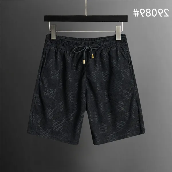 Design Checker Pattern Drawstring Shorts Black - 1