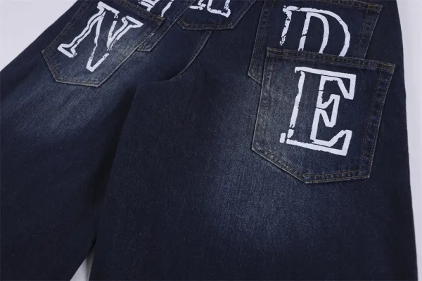 Rhude Denim Shorts Navy with Embroidered Logo - 13