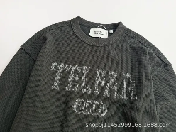 Telfar Thermal Waffle Knit Crewneck Sweatshirt Olive Green Sweater - 12