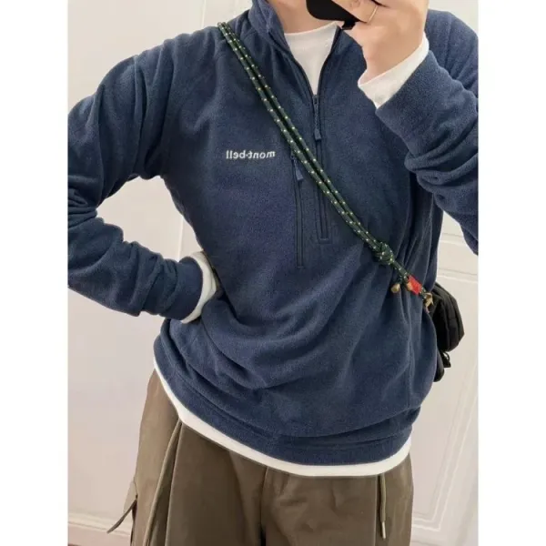 Design Fleece Zip-Up Jacket Navy Outerwear.jacket - 6