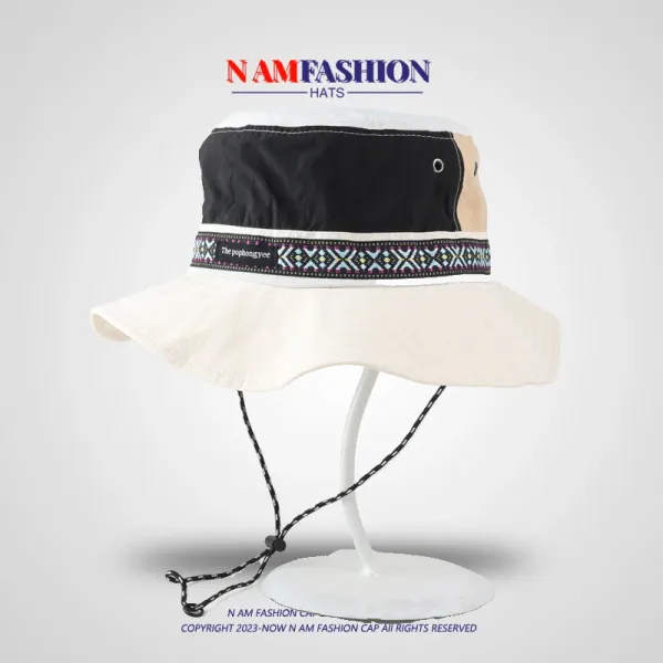 Design N AM Fashion Patchwork Bucket Hat Army Green Hats - 6