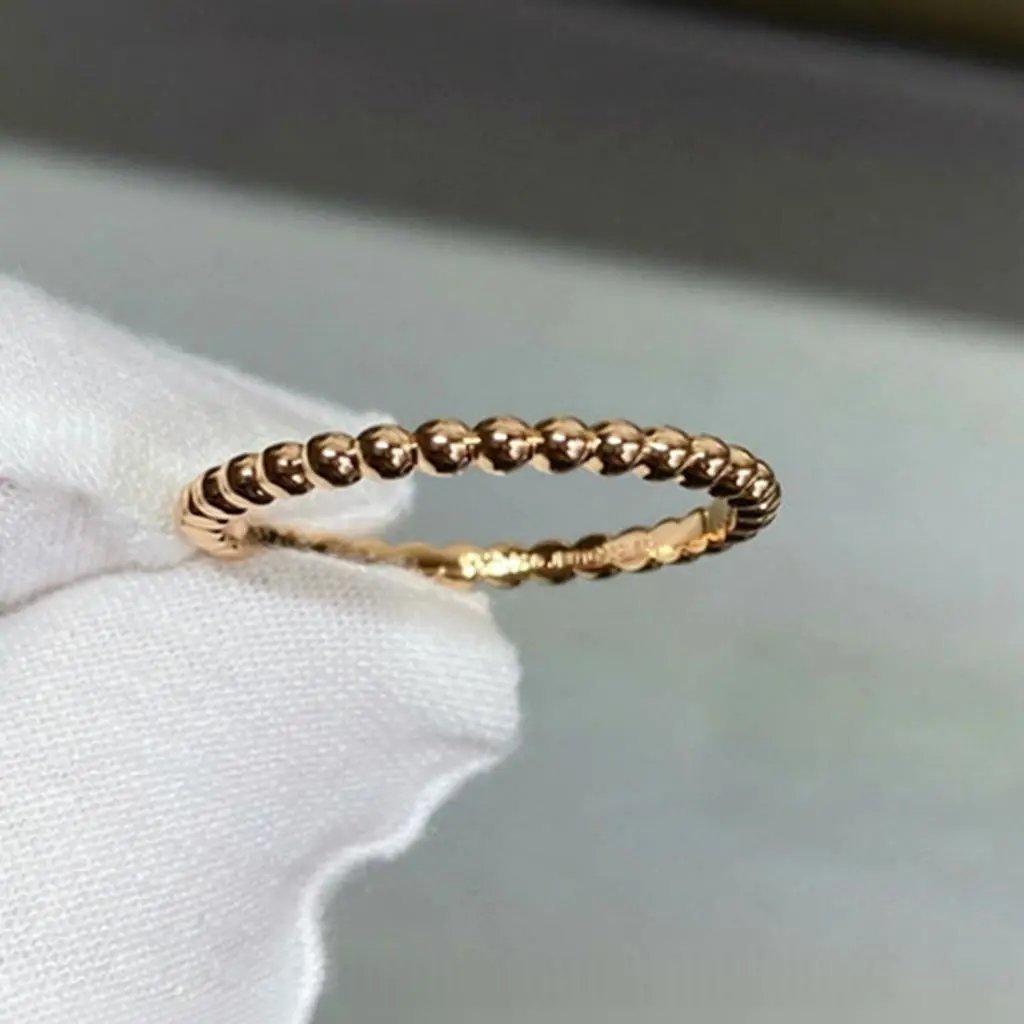 Design Beaded Texture Gold Ring Jewelry