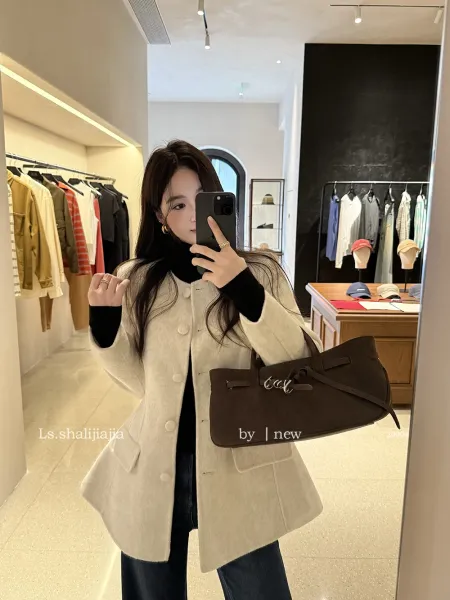 Design Peplum Wool-Blend Coat White Outerwear - 18