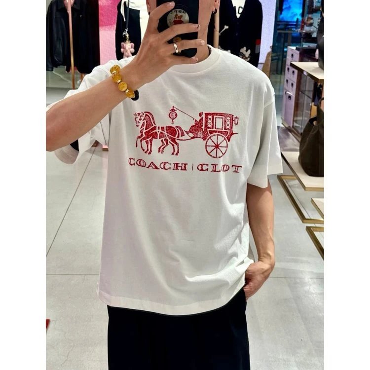 Coach Horse and Carriage Red Print Black T-Shirt - 7