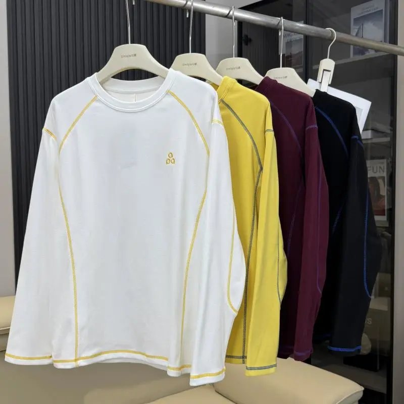 Alo Yoga Long Sleeve Base Layer White with Yellow Stitching - 8