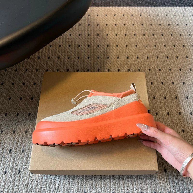 Chunky Platform Slip-On Sneakers Orange Beige