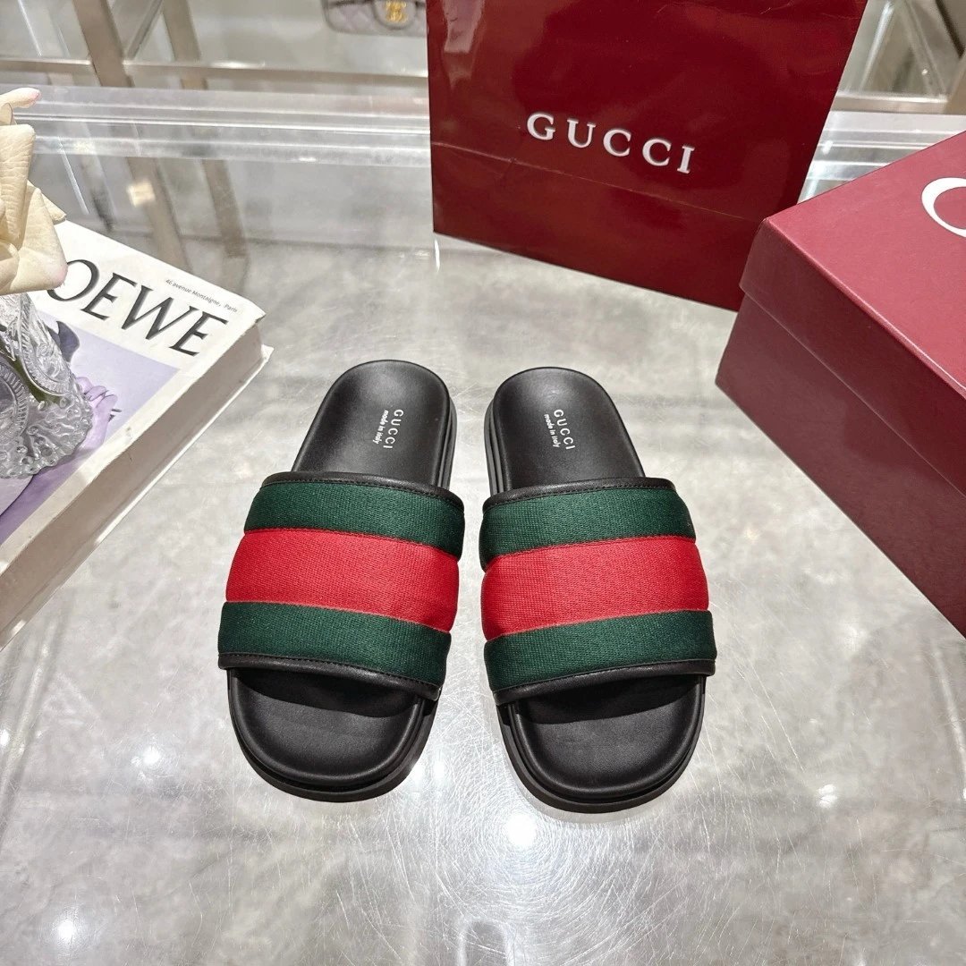 Gucci GG Marmont Slide Sandals Beige Brown Slippers - 2