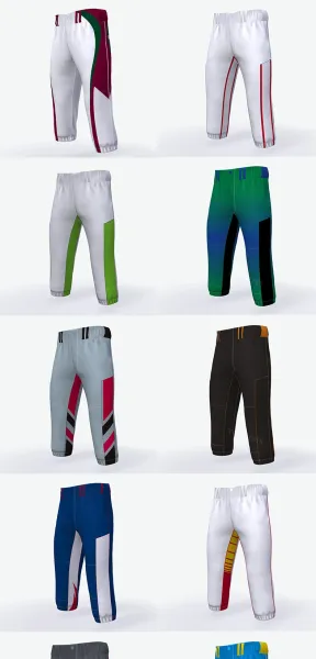 Design Baseball Pants White with Lime Green Panels - 19