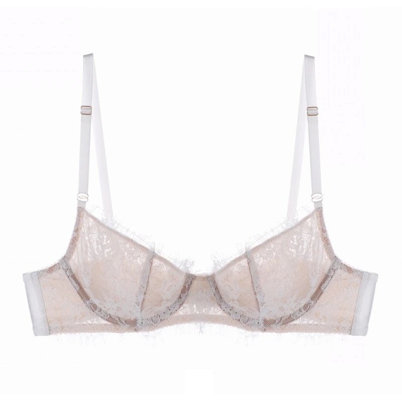 Lace Trim Bralette in Nude with White Straps Underwear