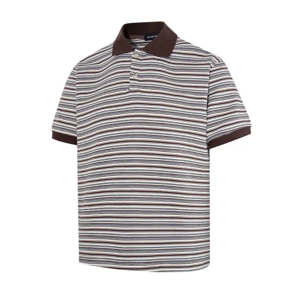 Design Striped Polo Shirt Black Gray Multicolor Tops Polo - 8
