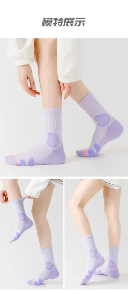 Design Performance Socks Blue with Neon Green Heart Accents Socks - 12