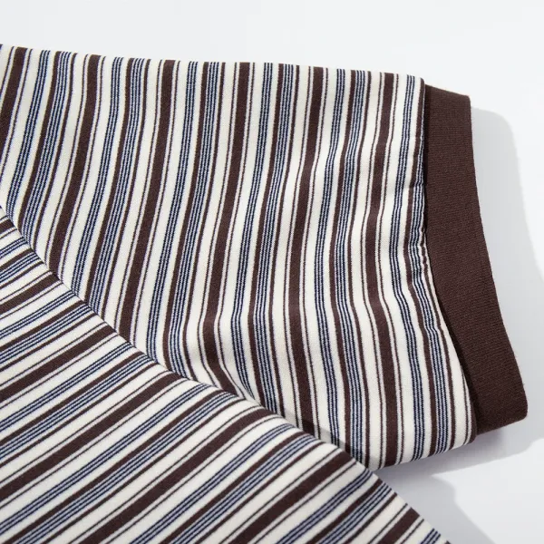 Design Striped Polo Shirt Black Gray Multicolor Tops Polo - 12