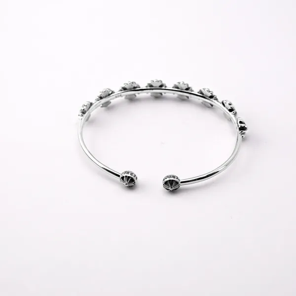 Design Fleur-de-Lis Shield Cuff Bracelet Silver Jewelry - 5
