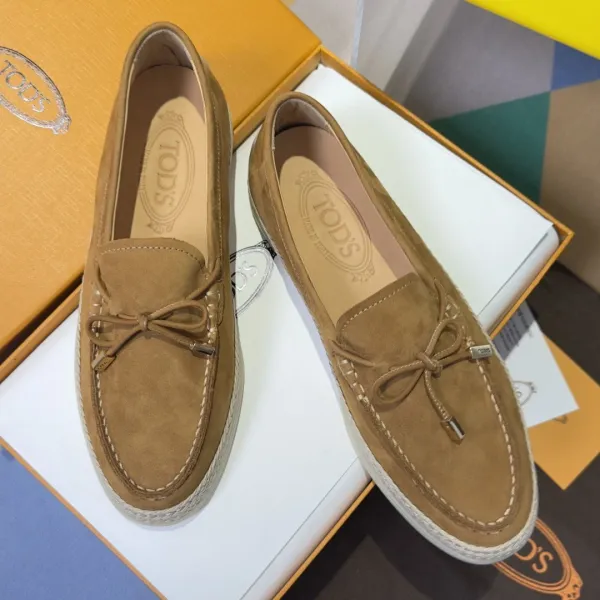 Tod's Gommino Loafers Pink Suede Espadrille-Style Casual Shoes - 8