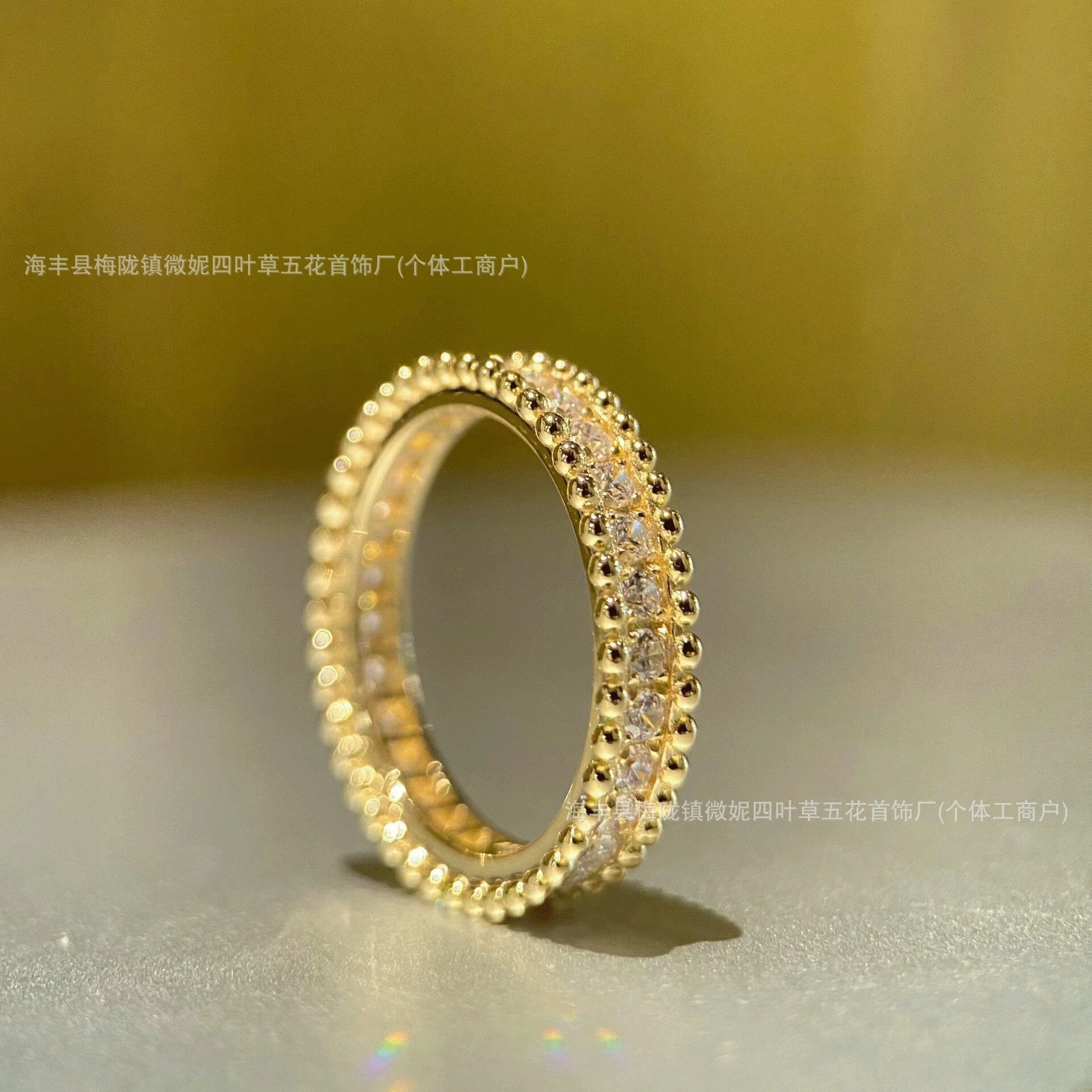 黄金满钻珠珠戒指