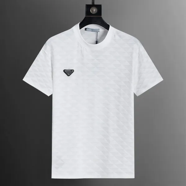Prada Triangle Logo Quilted White T-Shirt - 1