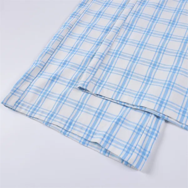 Design Wide-Leg Plaid Pants Red and White - 17