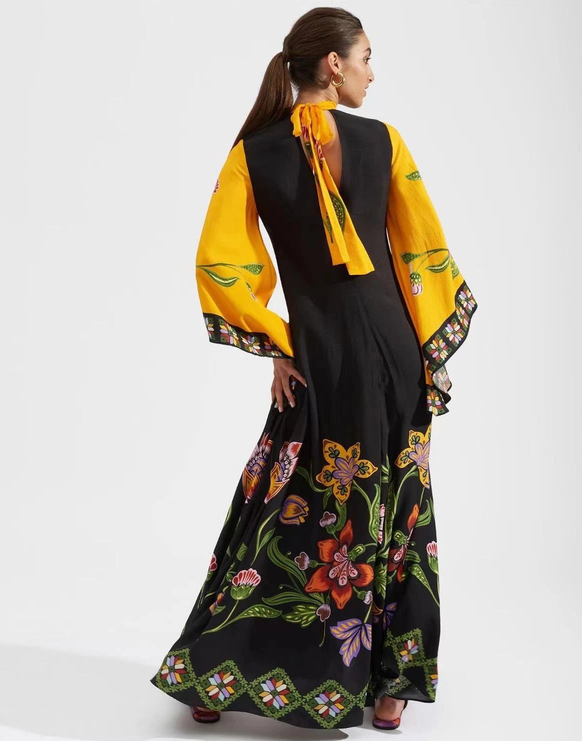 Versace Printed Kaftan Dress Multicolor - 12