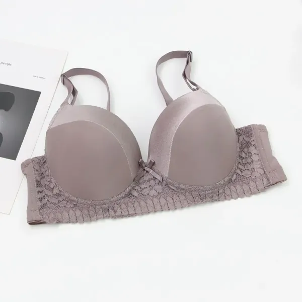 Design Lace Trim Satin Underwire Bra in Dusty Rose Underwear - 17
