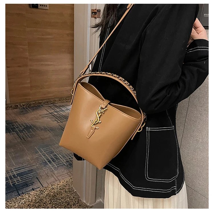 Saint Laurent Monogram Bucket Bag Tan Leather Handbag - 5
