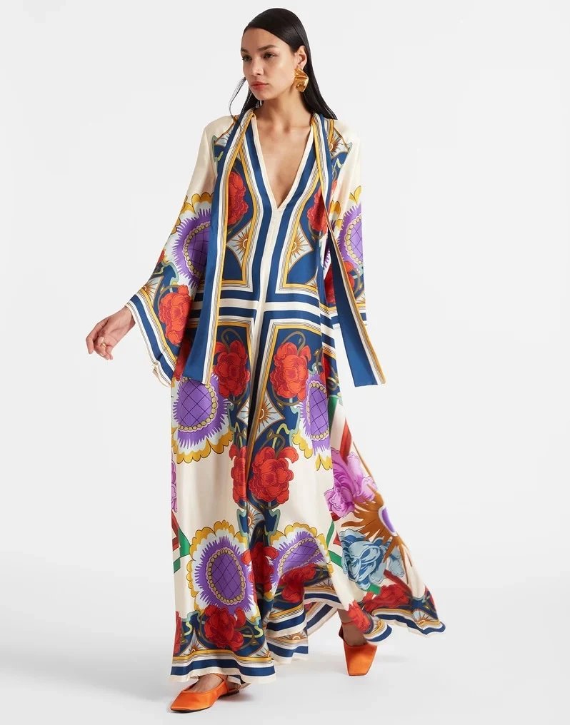 Versace Printed Kaftan Dress Multicolor - 22