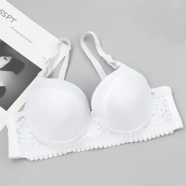 Design Lace Trim Satin Underwire Bra in Dusty Rose Underwear - 32
