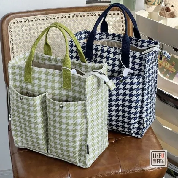 Design LIKEU Houndstooth Green Tote Bag - 13