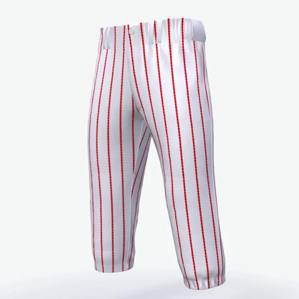 Design Pinstripe Baseball Pants White with Red Stripes - 1