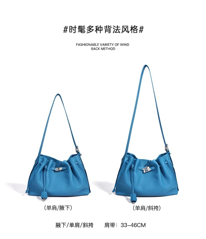 Hermès Picotin Lock Drawstring Bag Blue Togo Leather Shoulder Bag - 11
