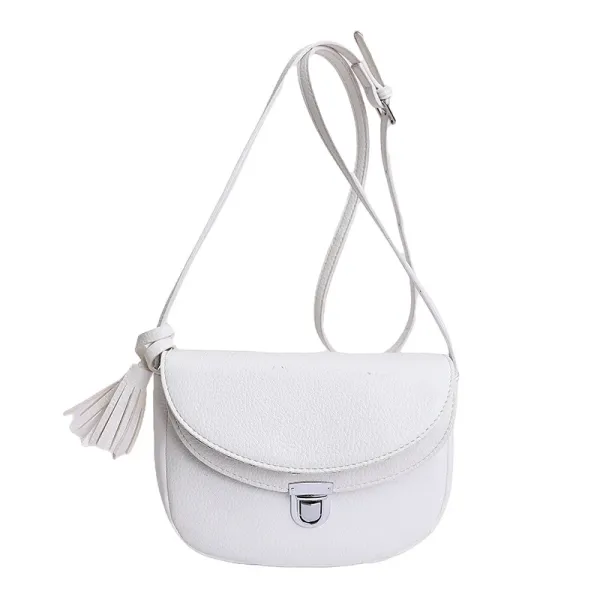 Design Saddle Bag with Tassel Detail White Crossbody Bag - 1