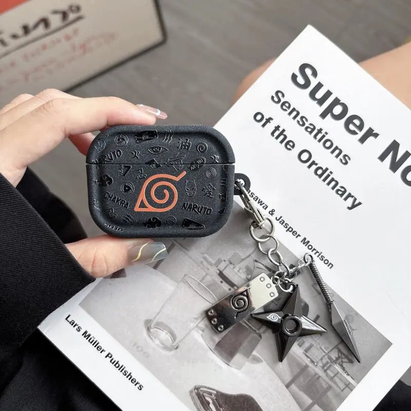 Design Naruto Akatsuki Cloud AirPods Case with Kunai and Shuriken Charm Accessory Phone Accessories - 7