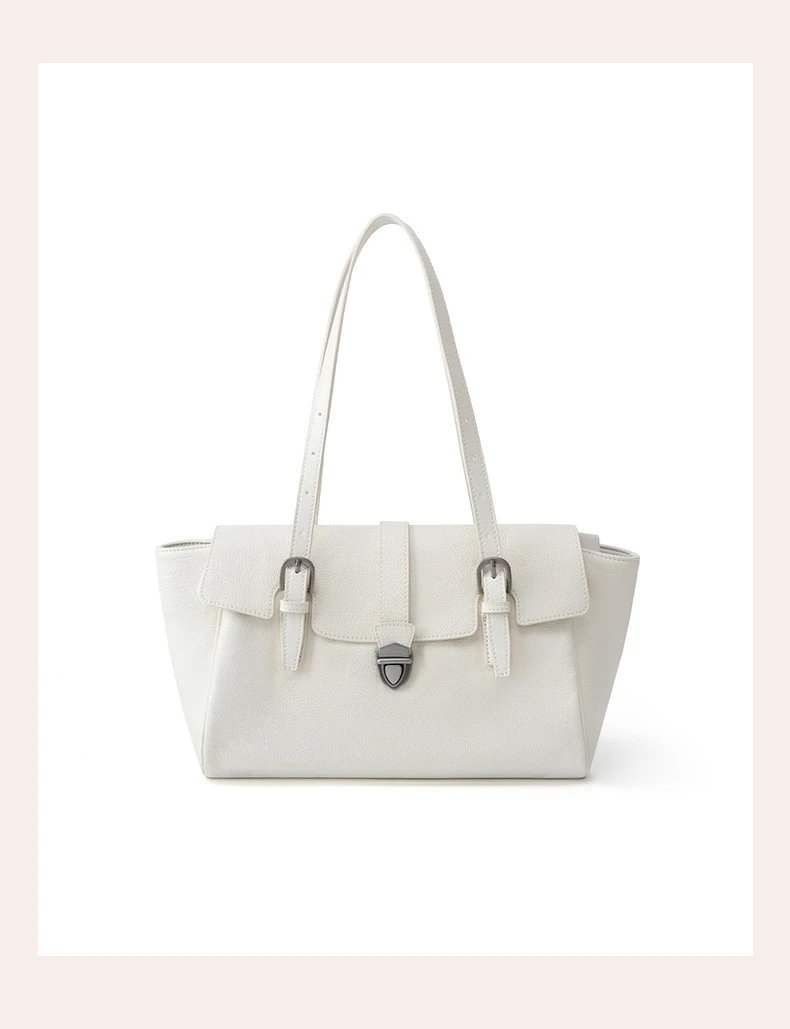 Design Structured Flap Closure White Handbag - 36