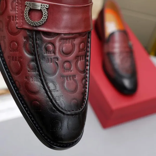 Salvatore Ferragamo Gancini Loafer Burgundy Leather Shoes - 6