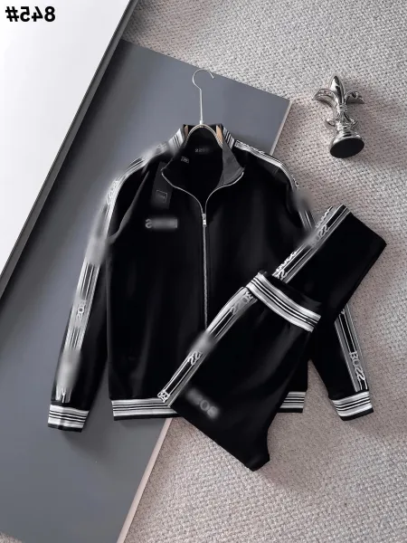 Hugo Boss Tracksuit Black Silver Stripe Set - 1