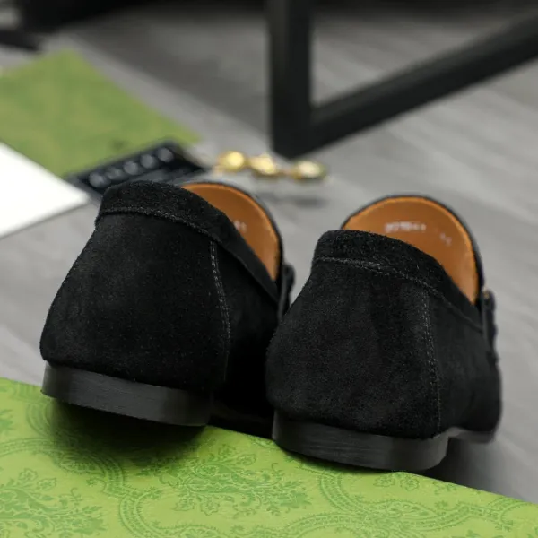 Gucci Horsebit Loafer Black Suede Loafers - 8
