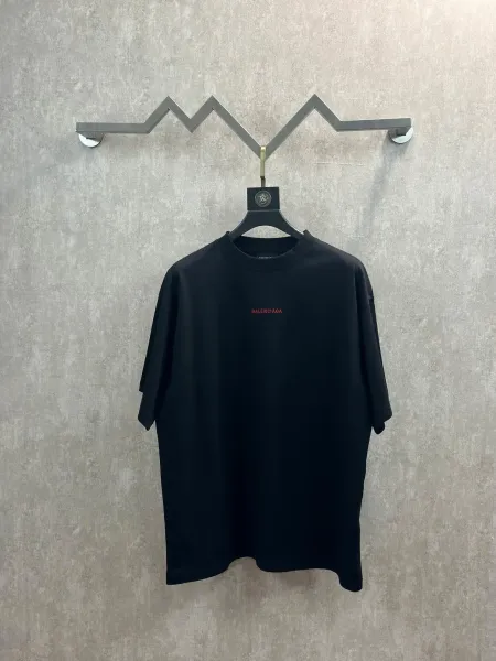 Balenciaga Logo Embroidered Black Oversized T-Shirt - 1