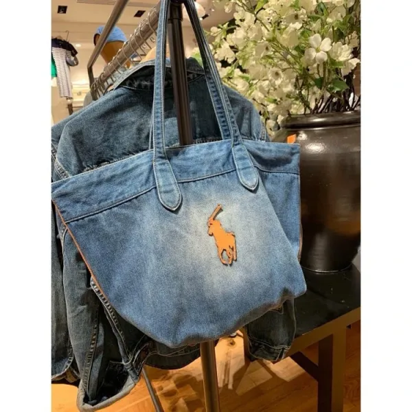 Polo Ralph Lauren Denim Tote Bag Blue - 5