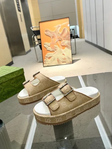 Gucci GG Marmont Platform Sandals Mint Green Wedges - 4
