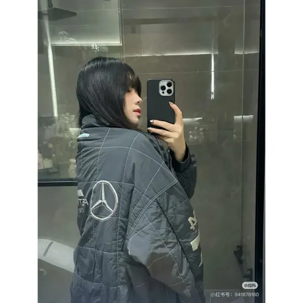 Design Mercedes-AMG Petronas Formula One Team Racing Jacket Black Outerwear Jacket - 16
