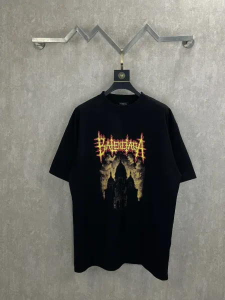 Balenciaga Church Print Oversized T-Shirt Black - 1