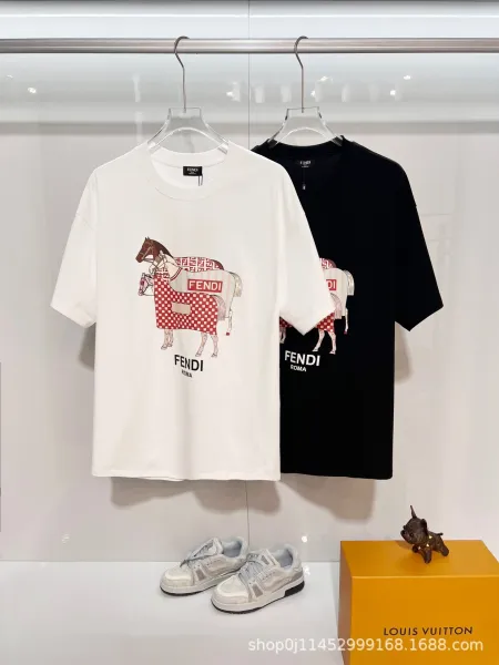 Fendi Horse Print Graphic T-Shirt Black - 3