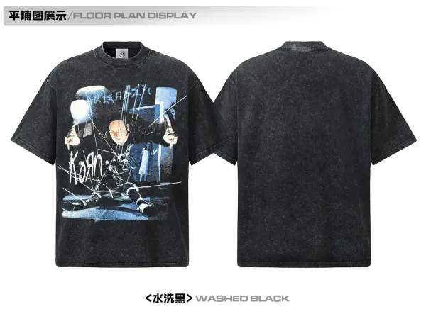 Design Korn Band Graphic Oversized T-Shirt Black T-Shirts - 12