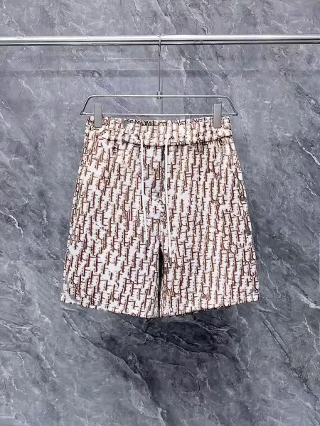 Dior Oblique Print High-Waisted Shorts Beige Multicolor - 1